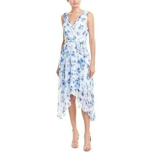 Karl Lagerfeld White & Blue Floral Fit & Flare Midi Dress 10